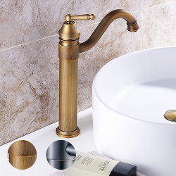Robinet de lavabo de salle de bain en laiton antique rotatif, mitigeur monotrou avec design électrolytique